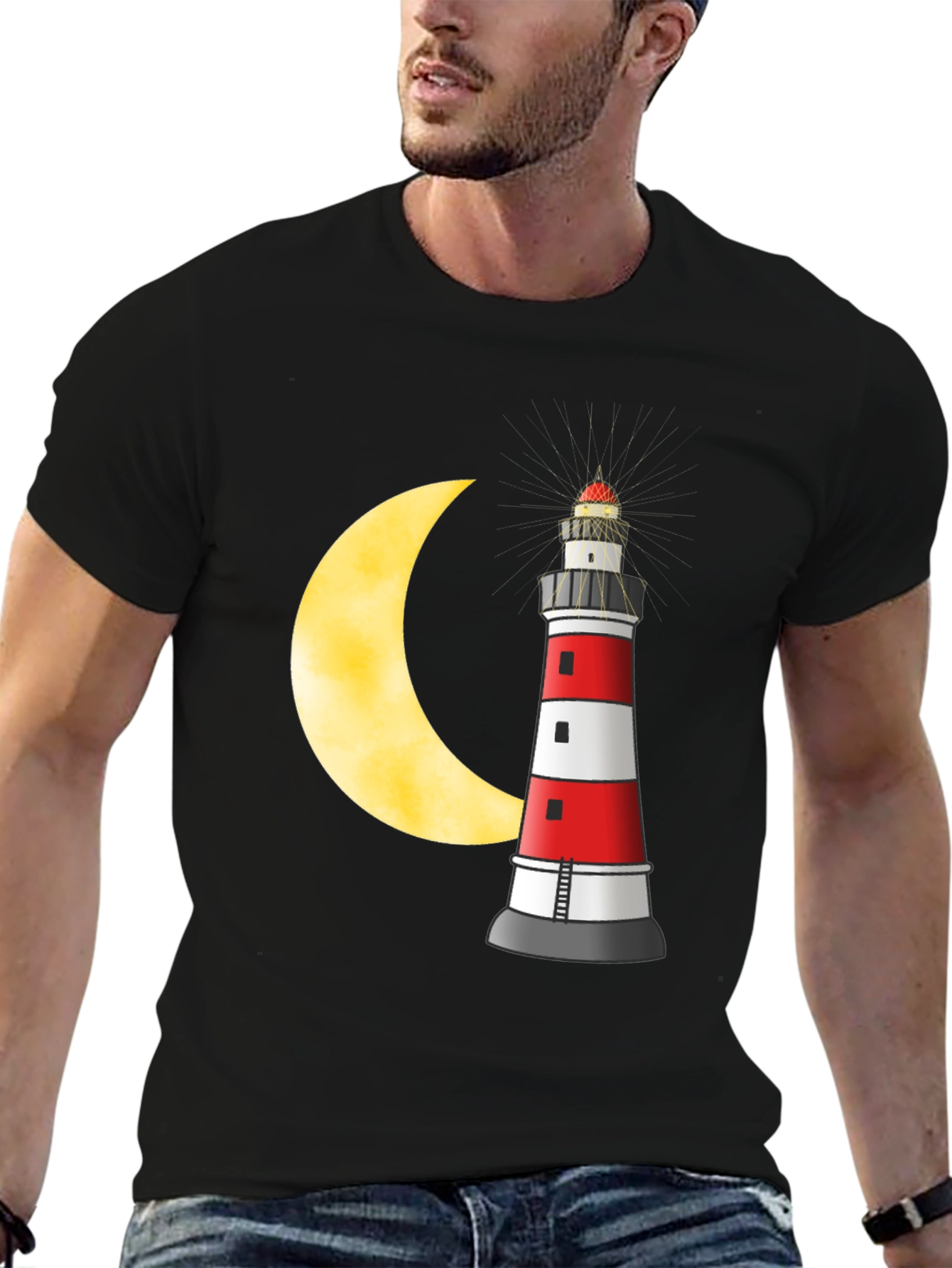 Lighthouse & Moon Graphic T-Shirt