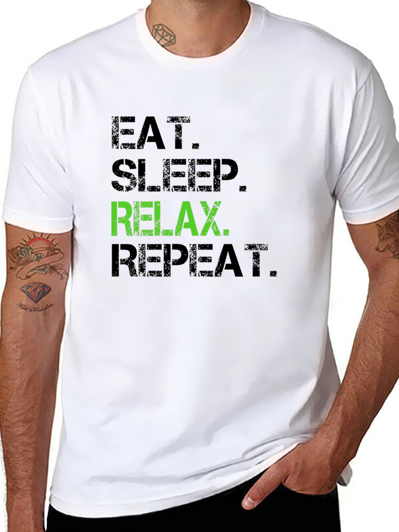 Eat Sleep Relax Repeat Black Graphic Tee