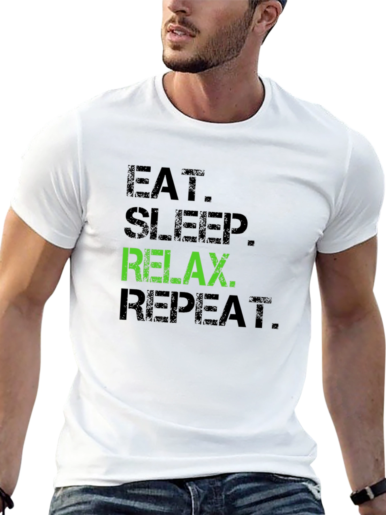 Eat Sleep Relax Repeat Black Graphic Tee