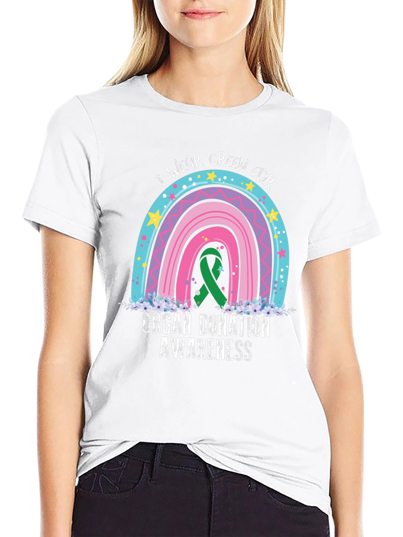 Organ Donation Awareness T-Shirt - Rainbow Design