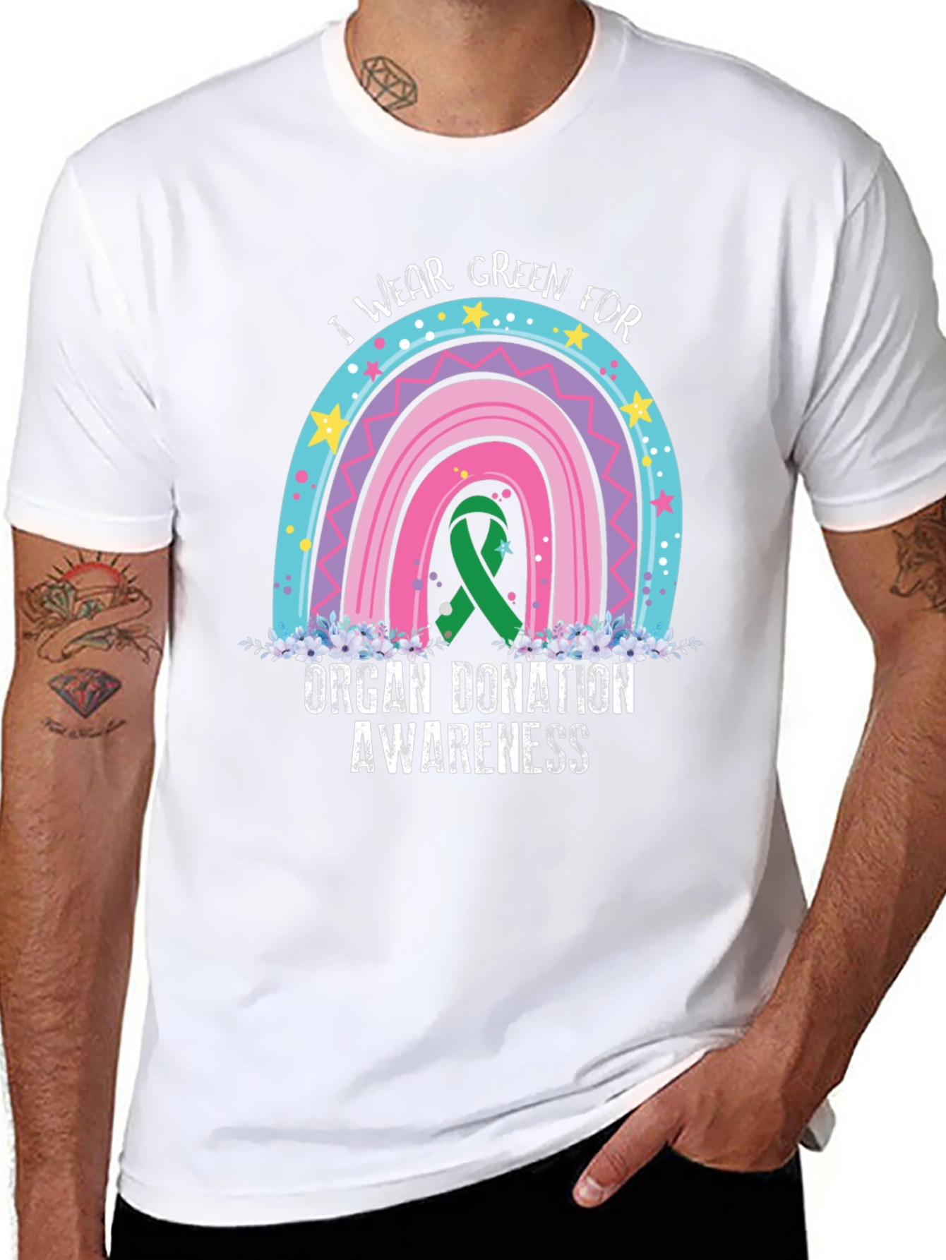 Organ Donation Awareness T-Shirt - Rainbow Design