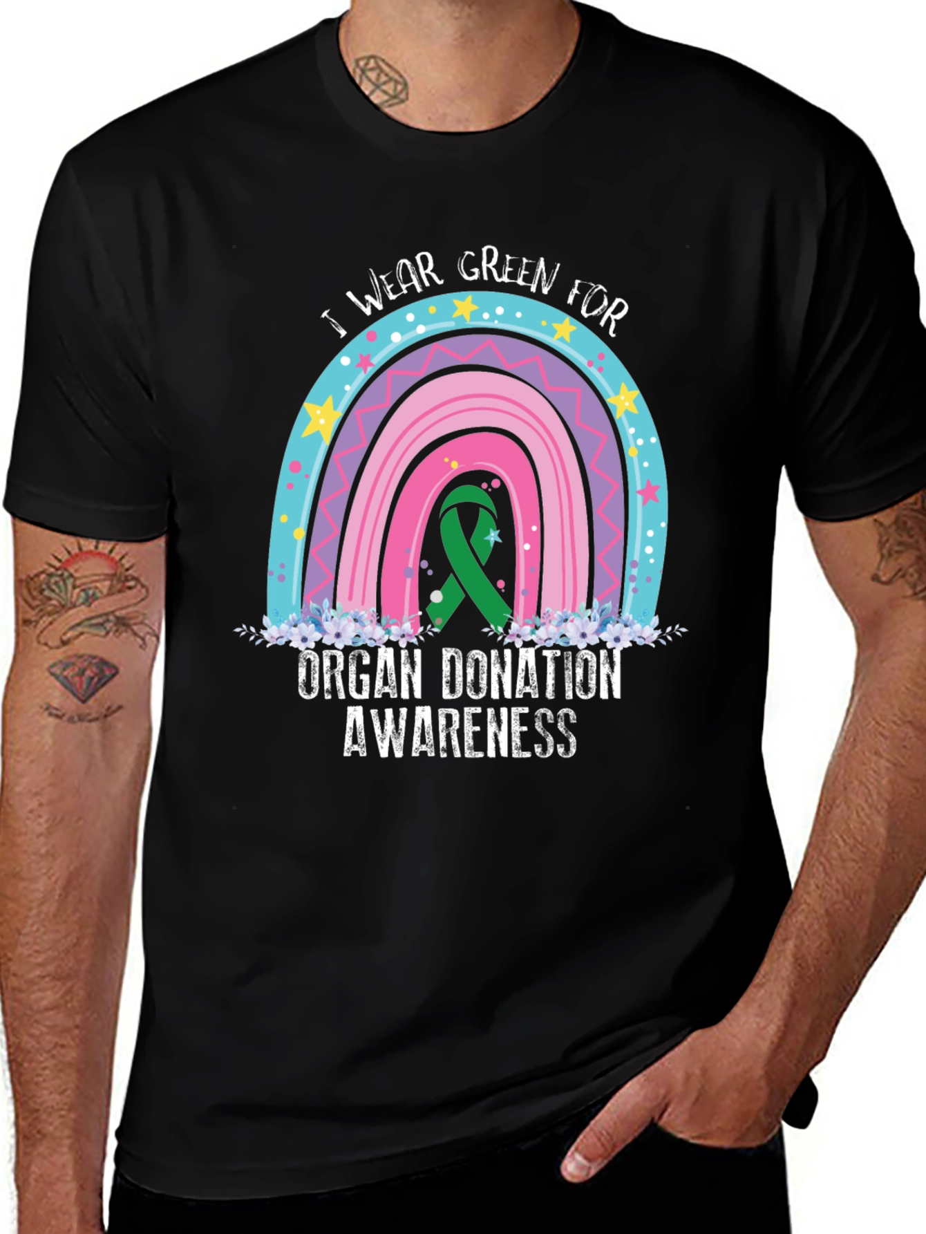 Organ Donation Awareness T-Shirt - Rainbow Design