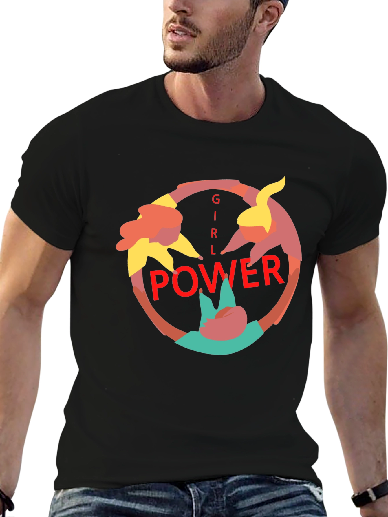 Girl Power Graphic Print Black Tee