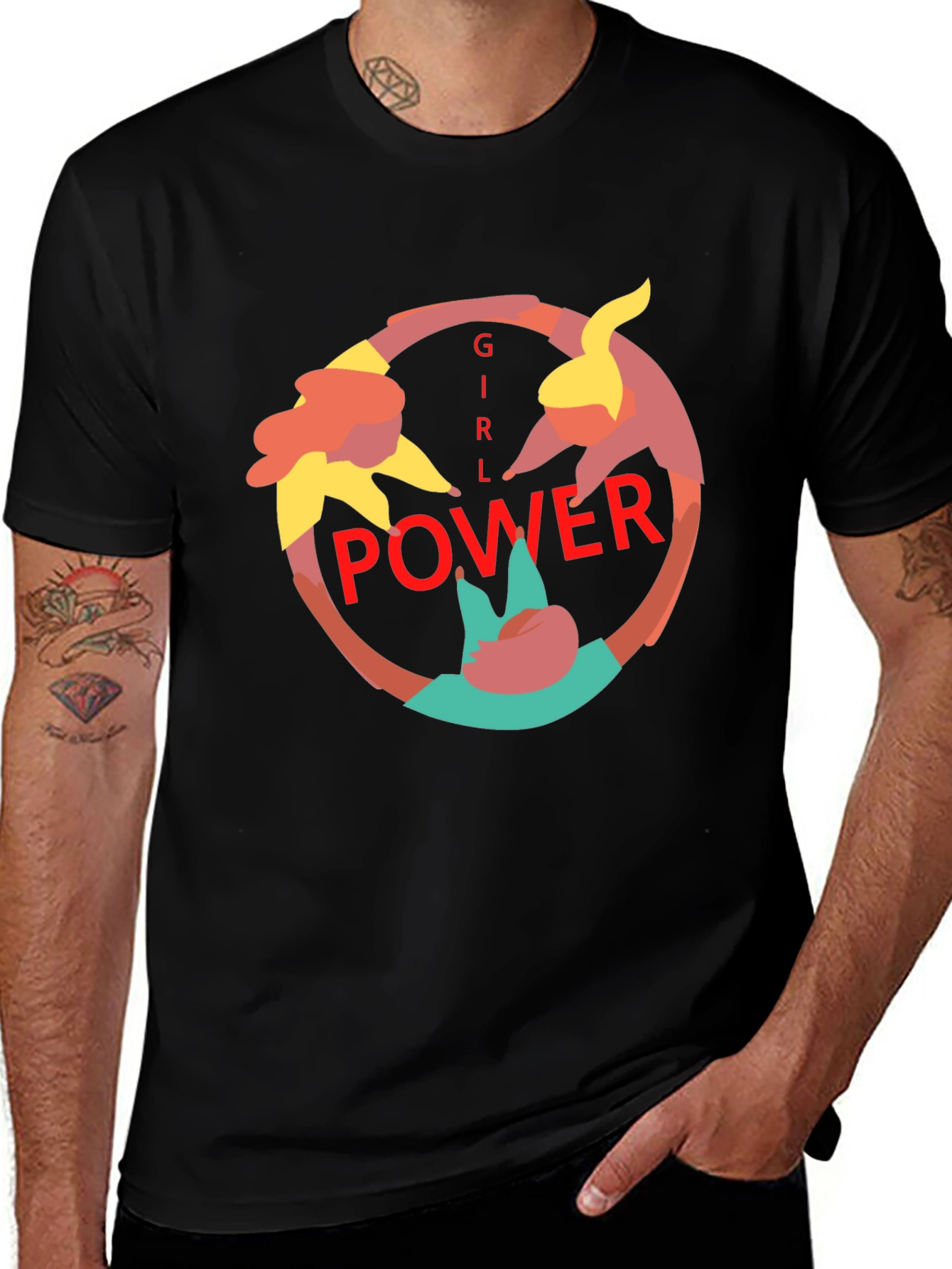 Girl Power Graphic Print Black Tee