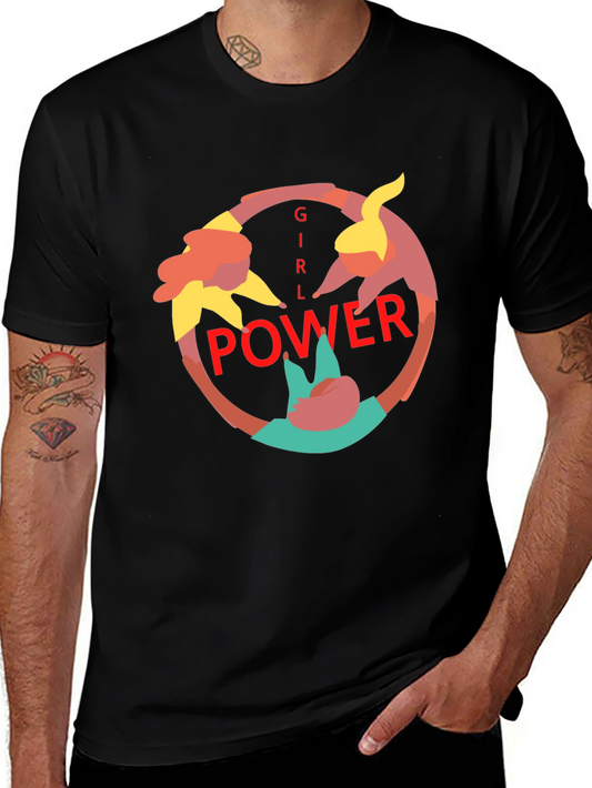 Girl Power Graphic Print Black Tee