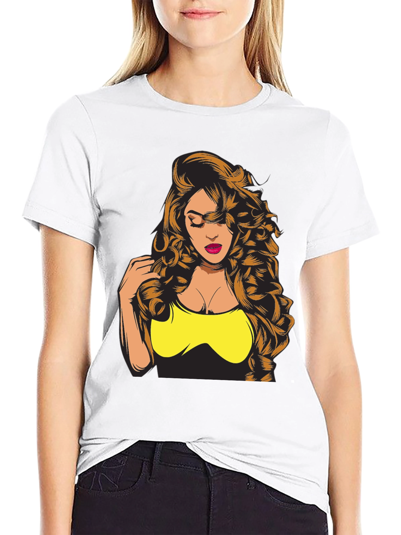 Woman Graphic Print Black T-Shirt
