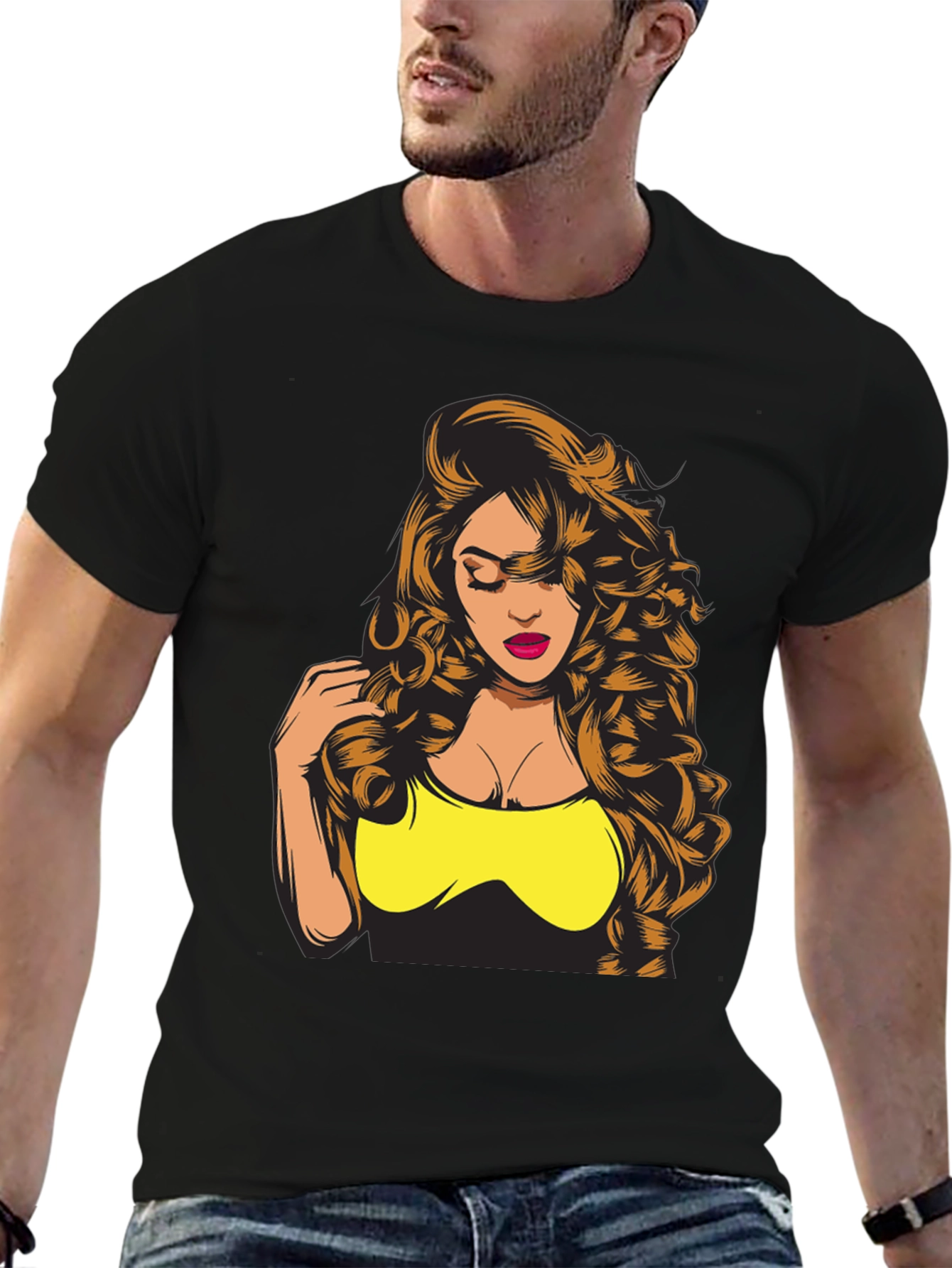 Woman Graphic Print Black T-Shirt