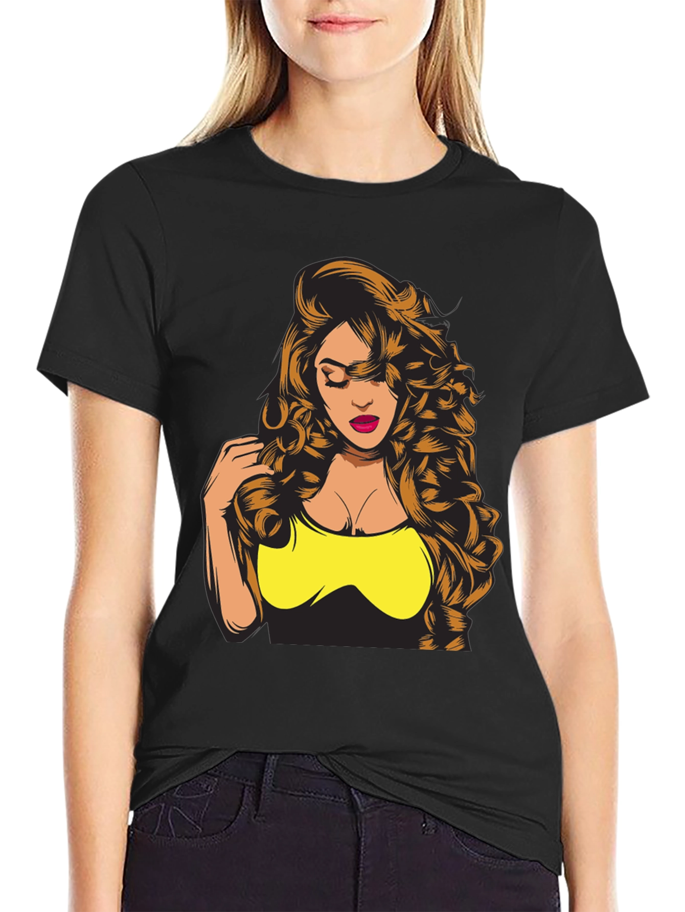 Woman Graphic Print Black T-Shirt
