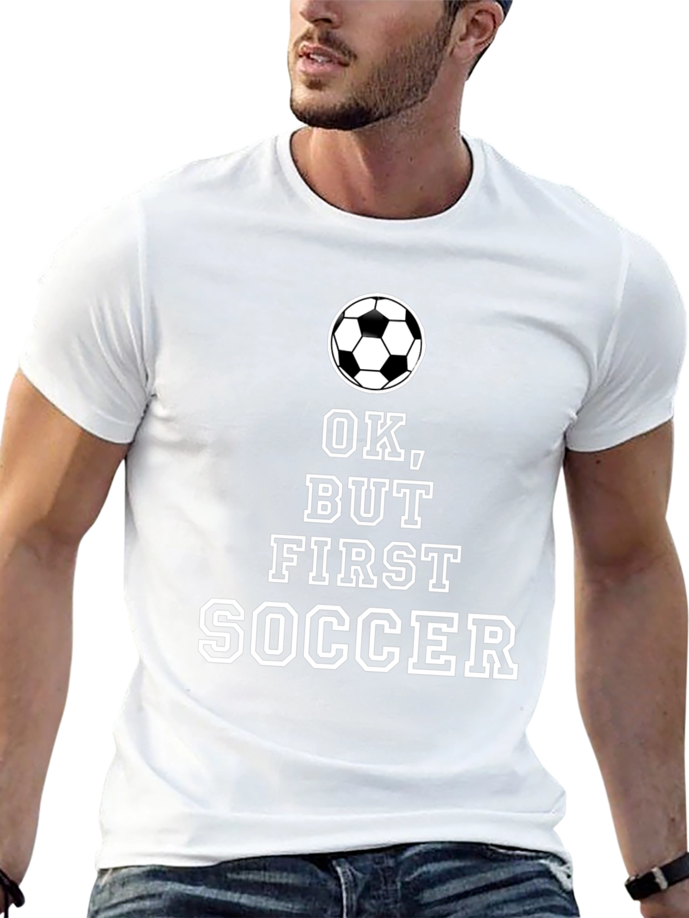 Ok But First Soccer Black T-Shirt