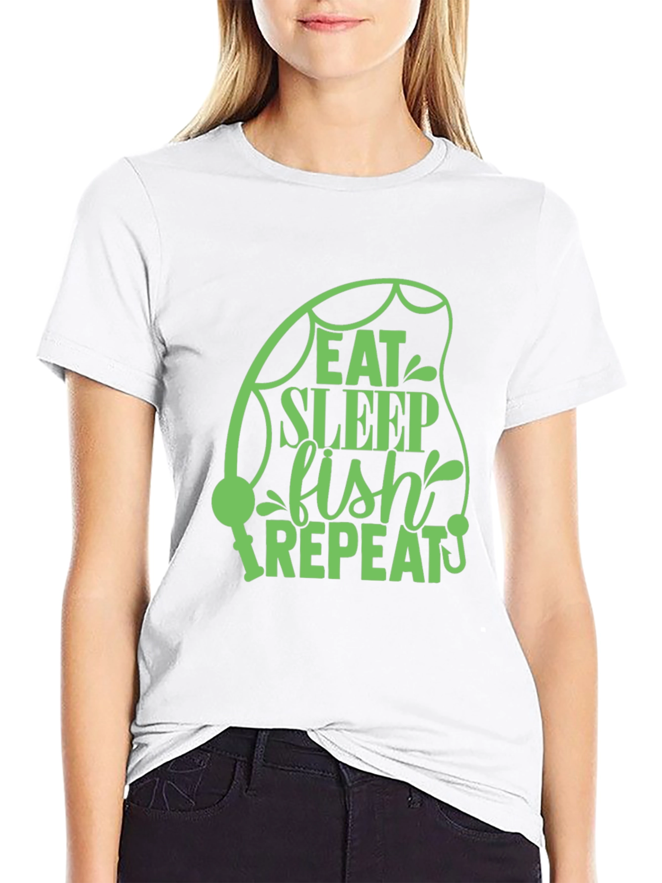 Eat Sleep Fish Repeat Black T-Shirt