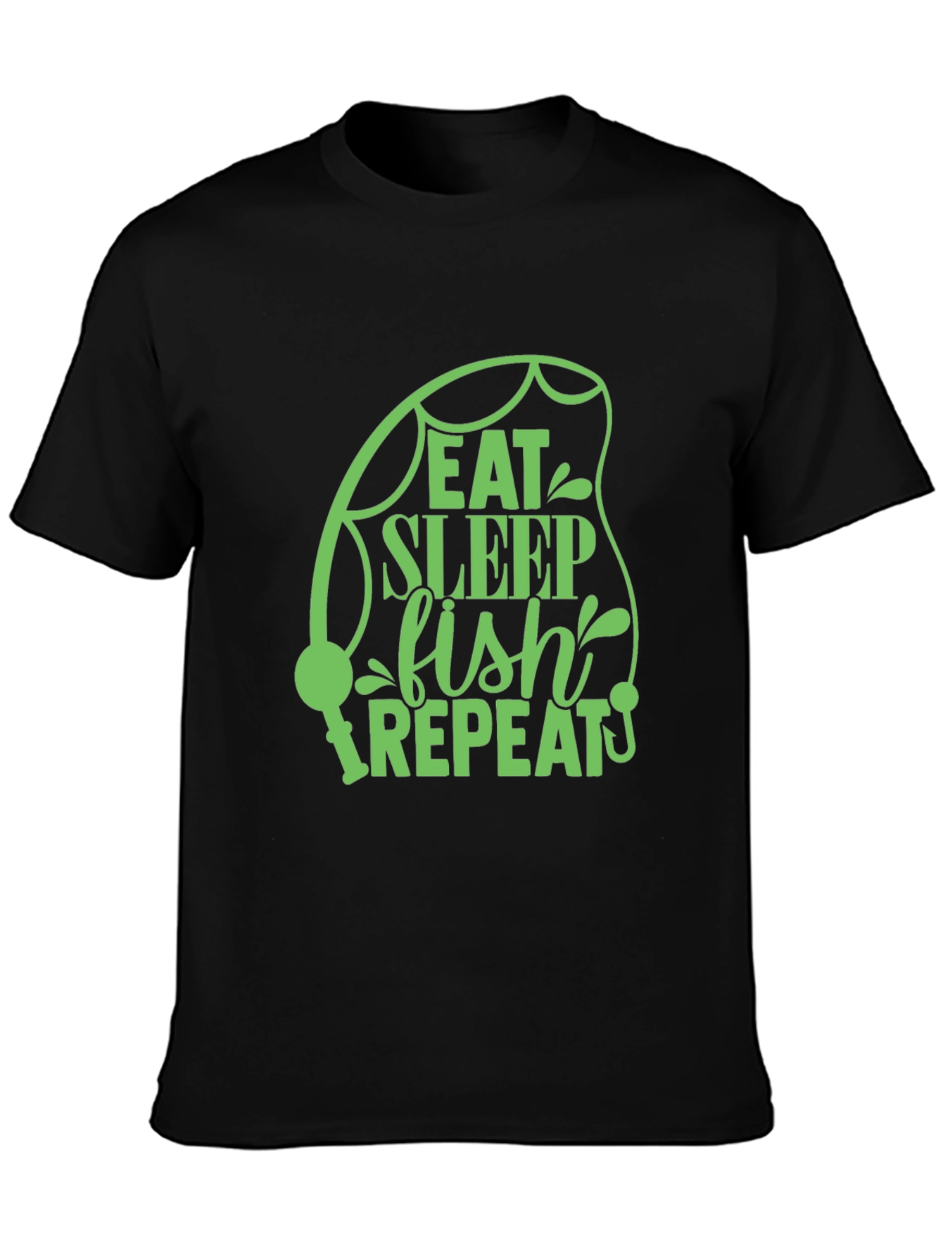 Eat Sleep Fish Repeat Black T-Shirt