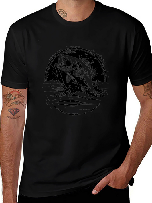 Bass Fishing Graphic Tee - Black