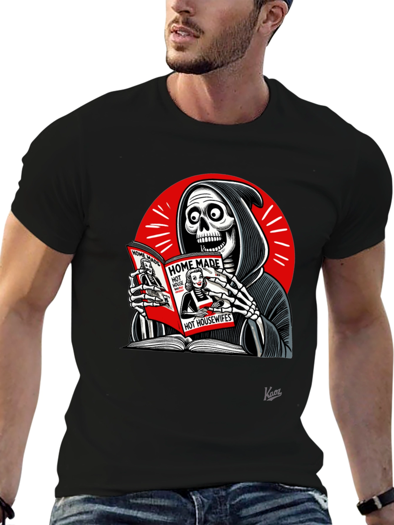 Grim Reaper Reading T-Shirt - Deaths Guilty Pleasure
