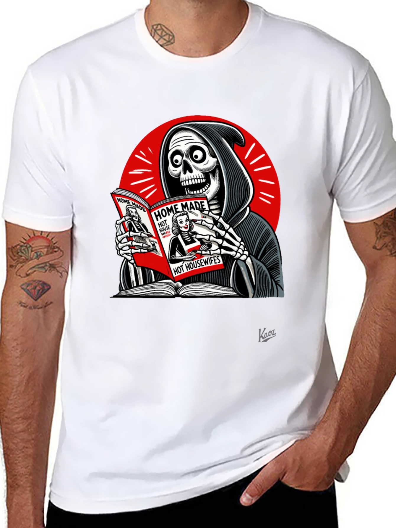 Grim Reaper Reading T-Shirt - Deaths Guilty Pleasure