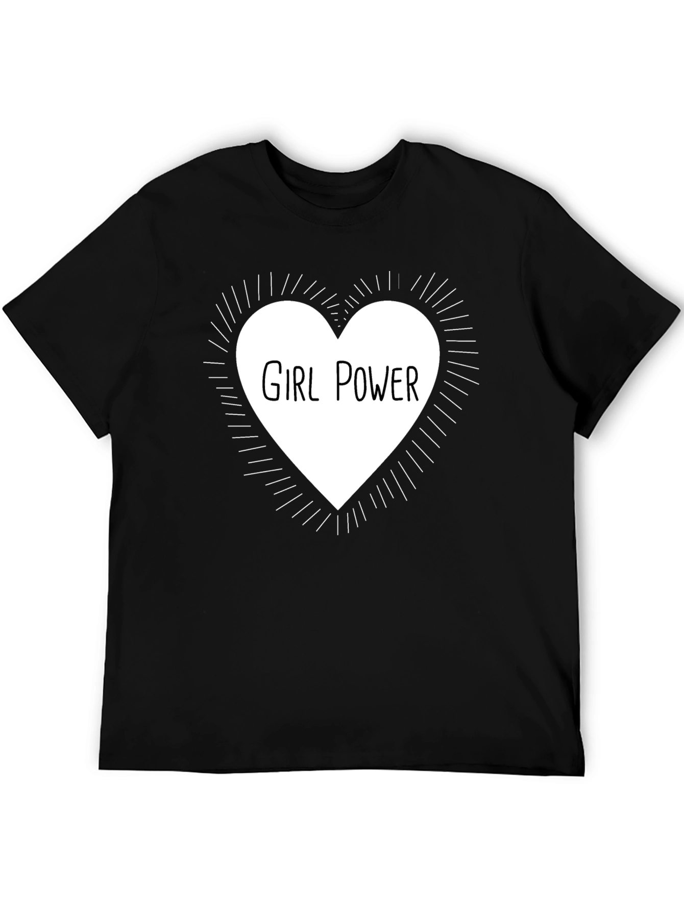 Girl Power Heart Graphic Tee - Black