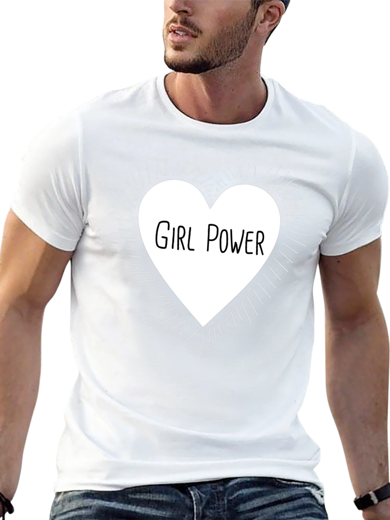 Girl Power Heart Graphic Tee - Black