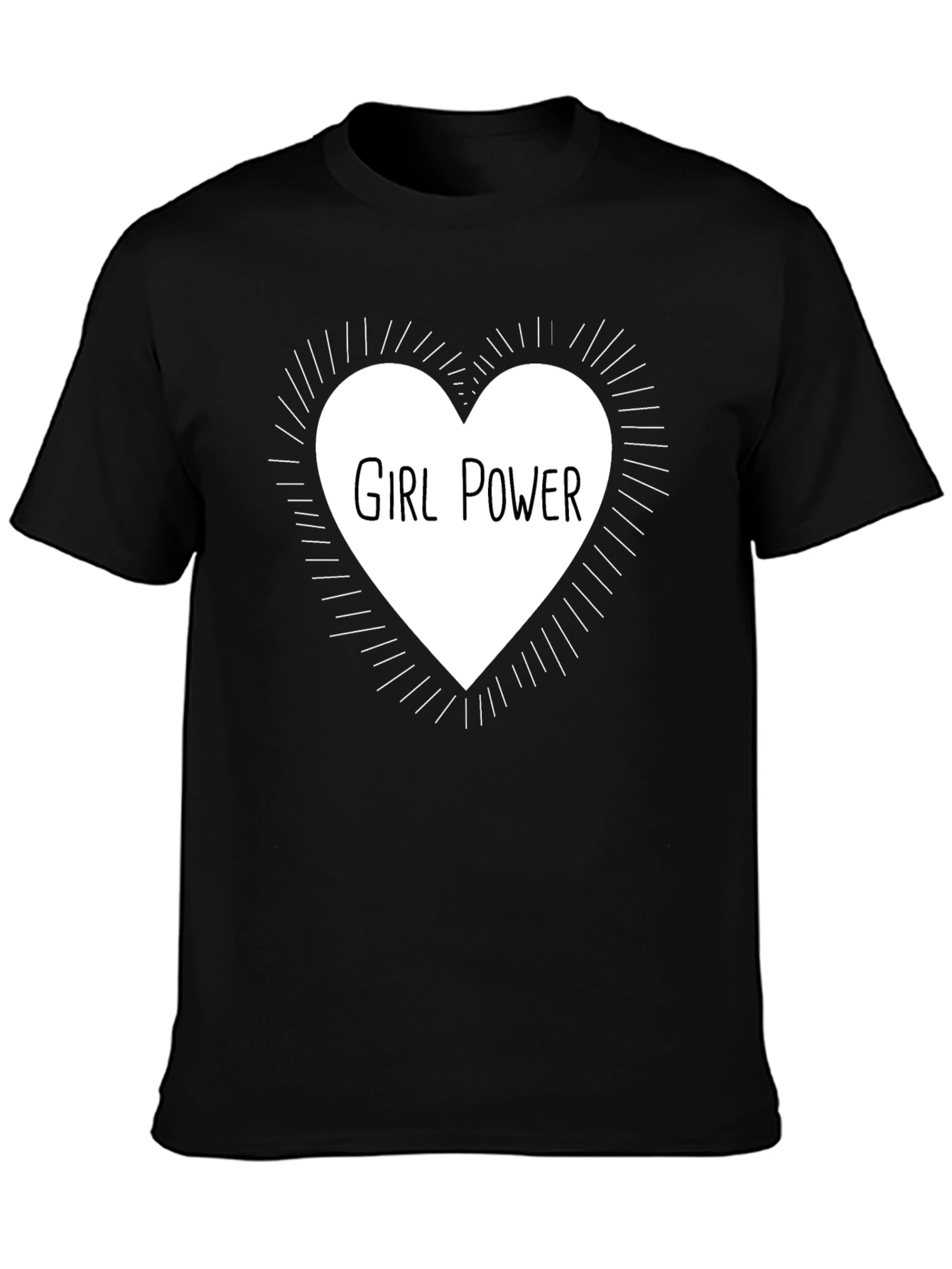 Girl Power Heart Graphic Tee - Black