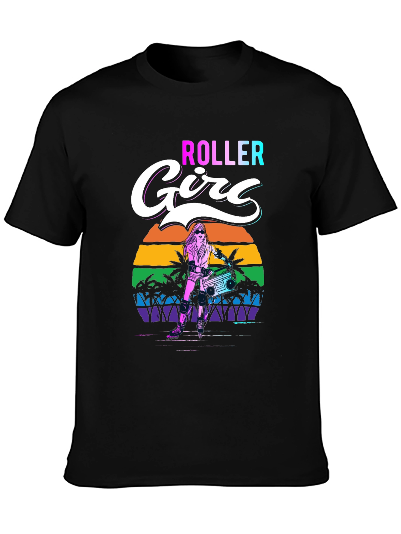Retro Roller Girl Graphic Tee - 80s Style