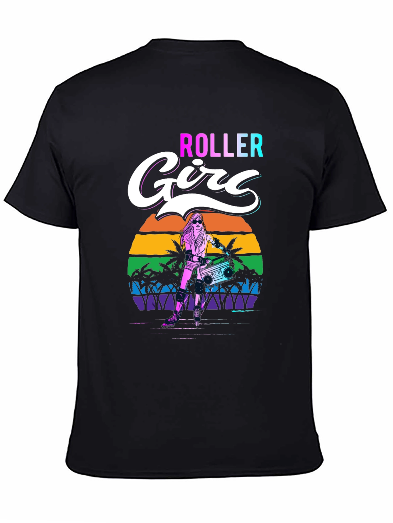 Retro Roller Girl Graphic Tee - 80s Style