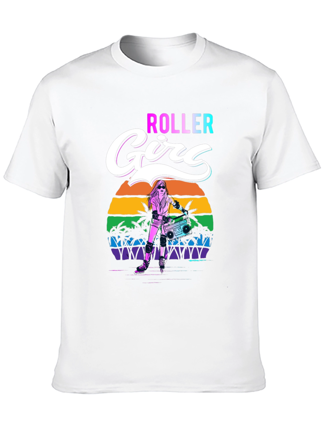 Retro Roller Girl Graphic Tee - 80s Style
