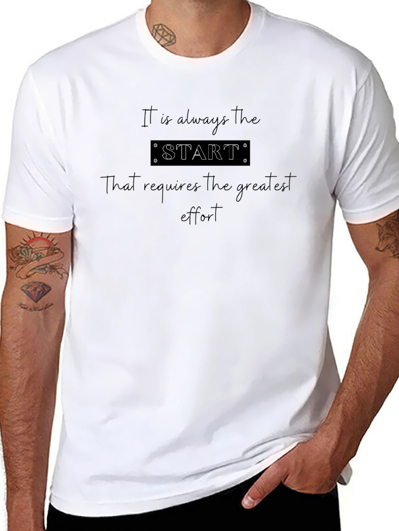 Motivational Start Effort Black T-Shirt