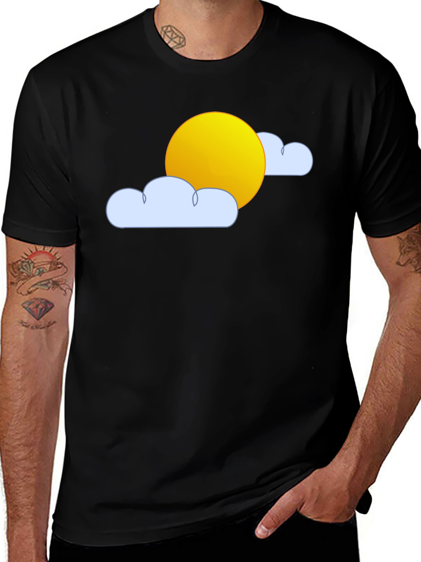 Sunny Day Graphic Tee - Black Cotton T-Shirt