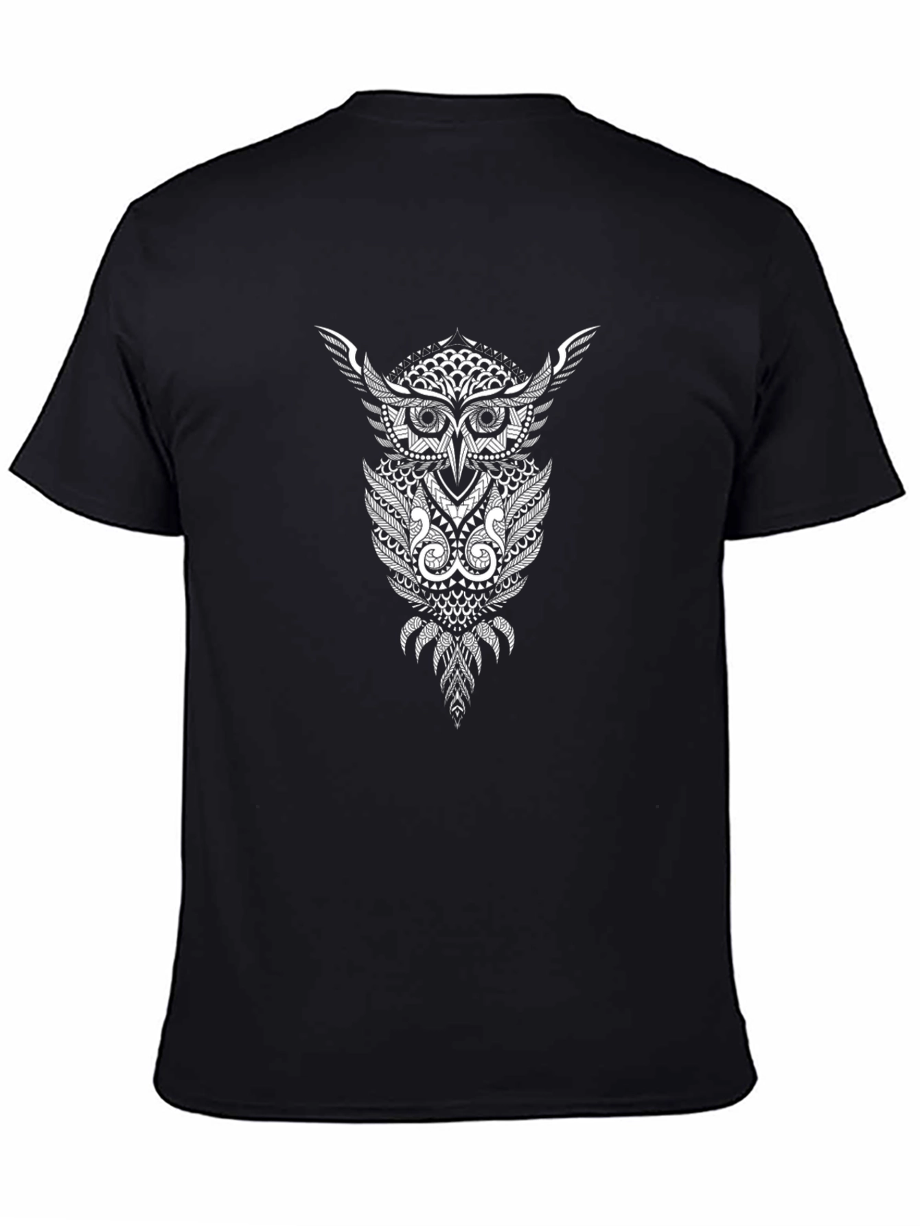 Owl Graphic Print Black Tee