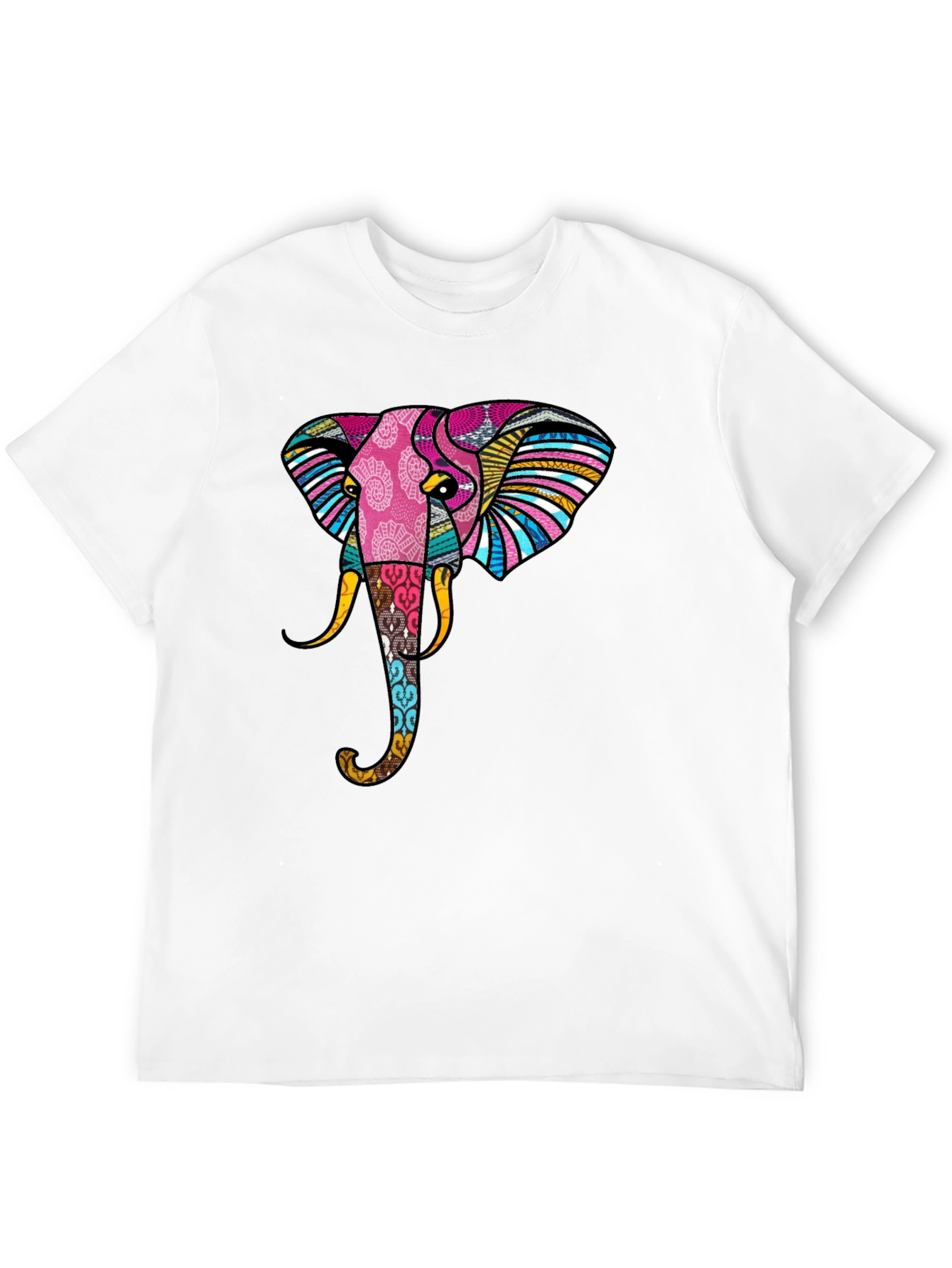 Stylish Elephant Graphic Print Black T-Shirt