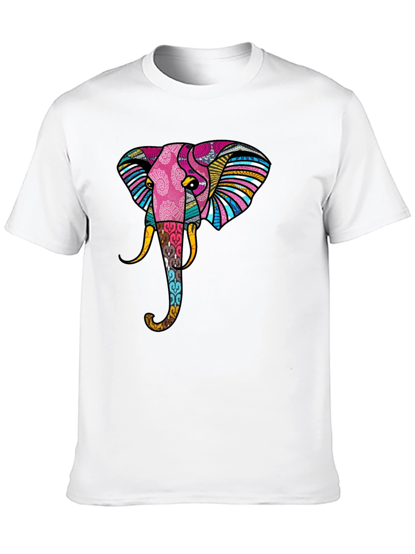 Stylish Elephant Graphic Print Black T-Shirt