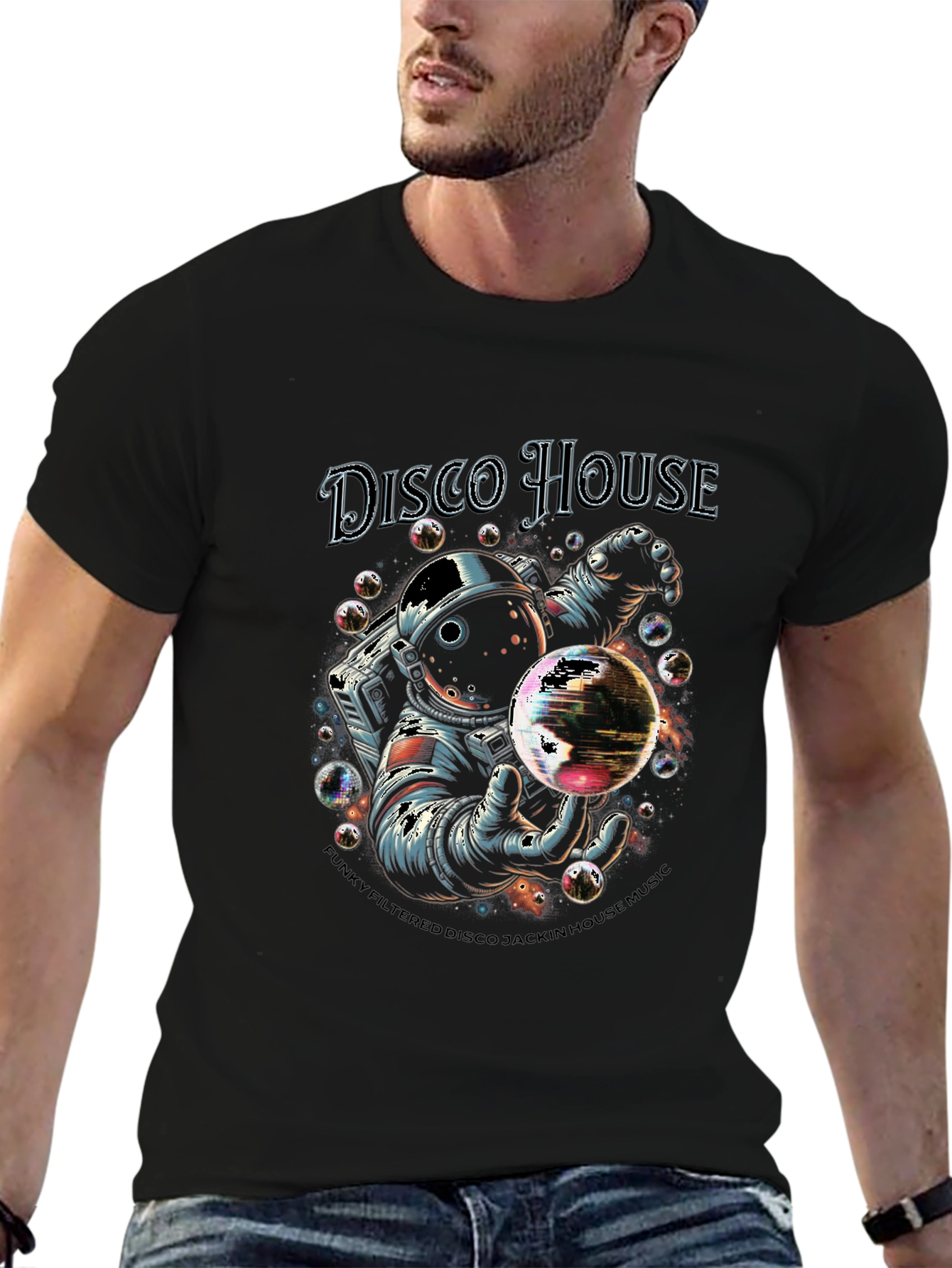 Disco House Astronaut Graphic T-Shirt