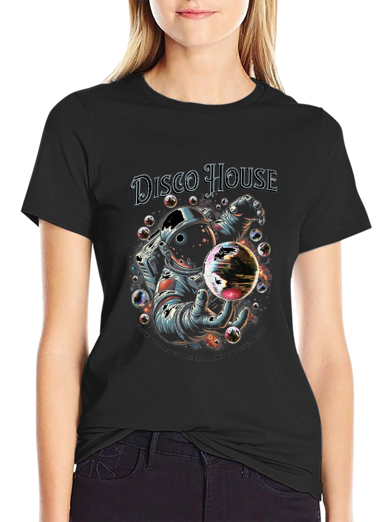Disco House Astronaut Graphic T-Shirt