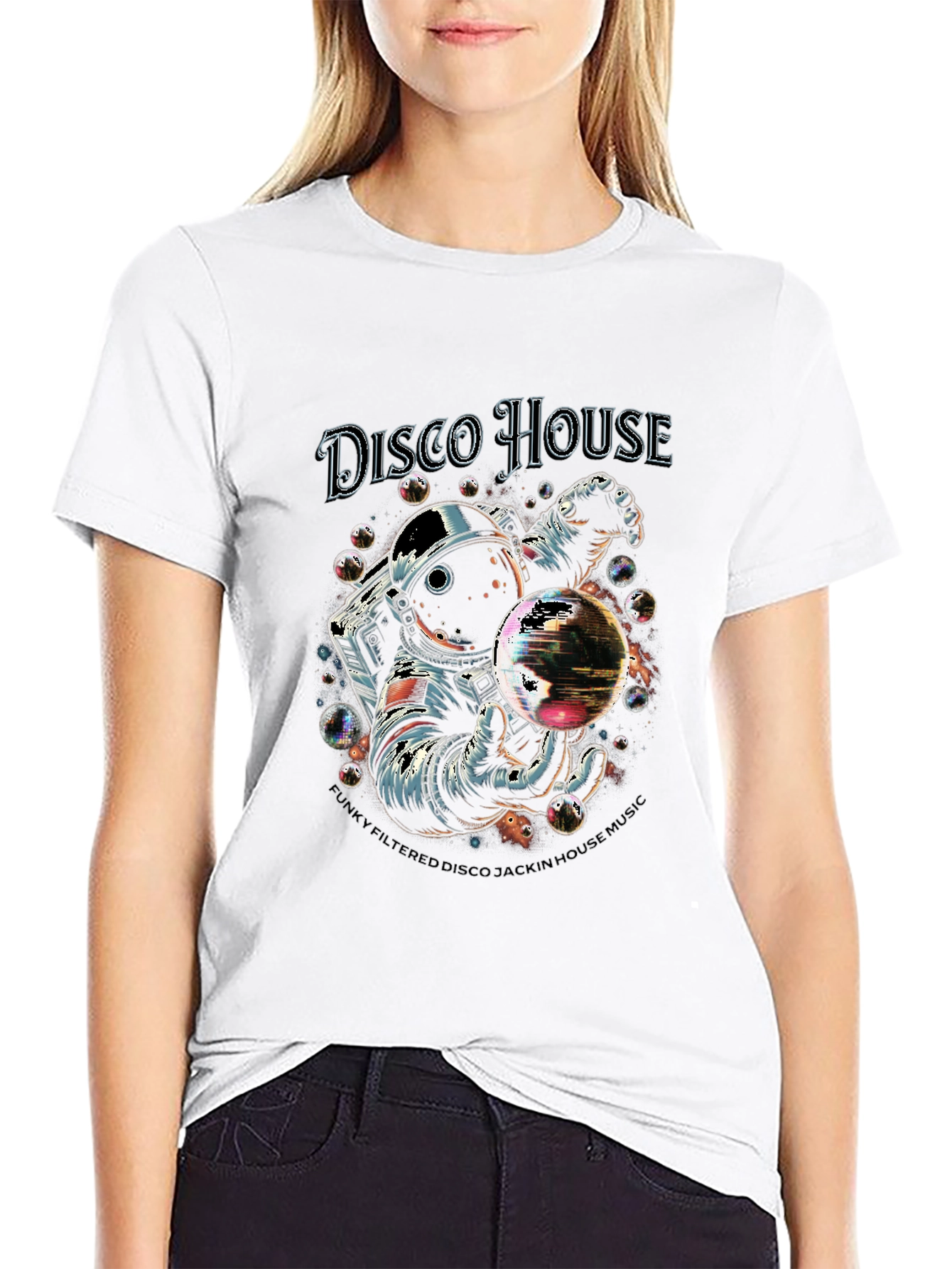 Disco House Astronaut Graphic T-Shirt