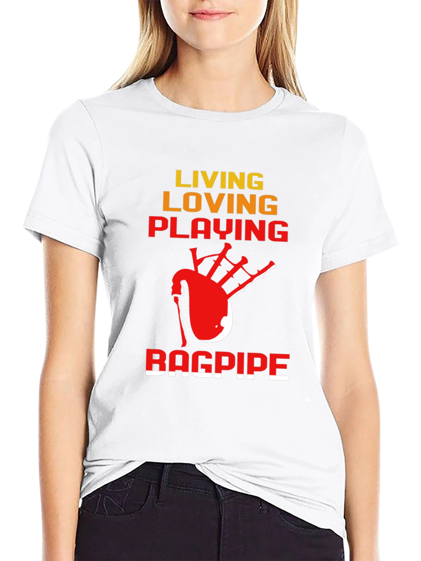 Living Loving Playing Bagpipe T-Shirt