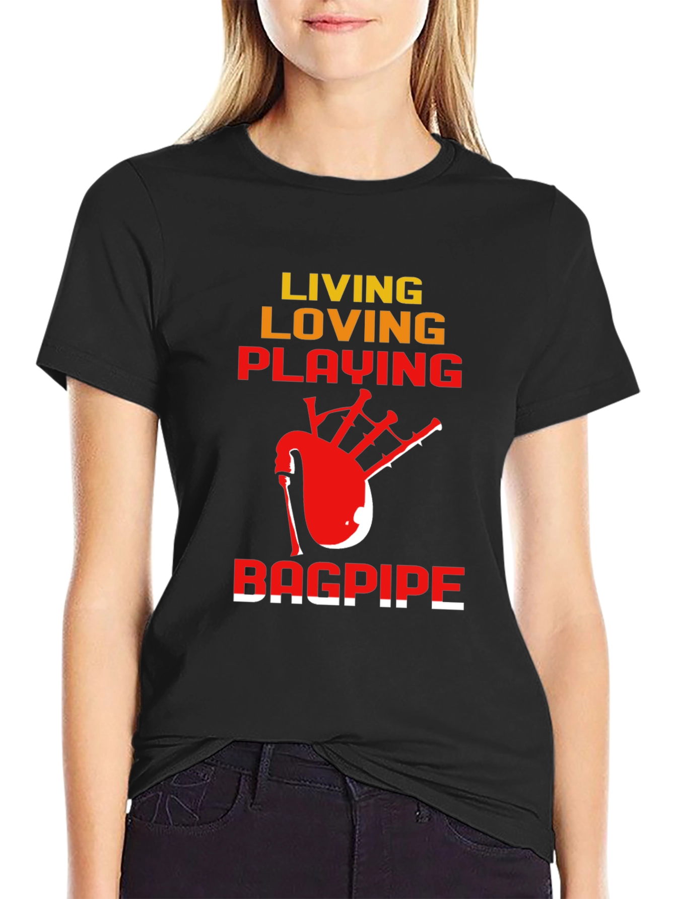 Living Loving Playing Bagpipe T-Shirt