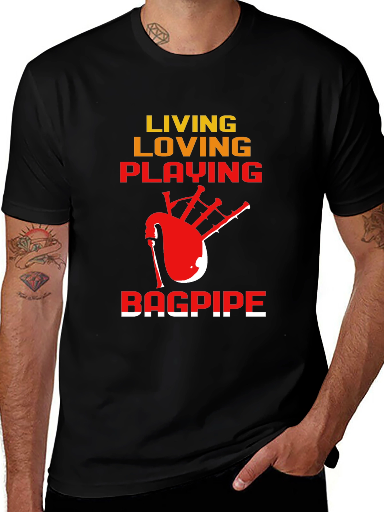 Living Loving Playing Bagpipe T-Shirt