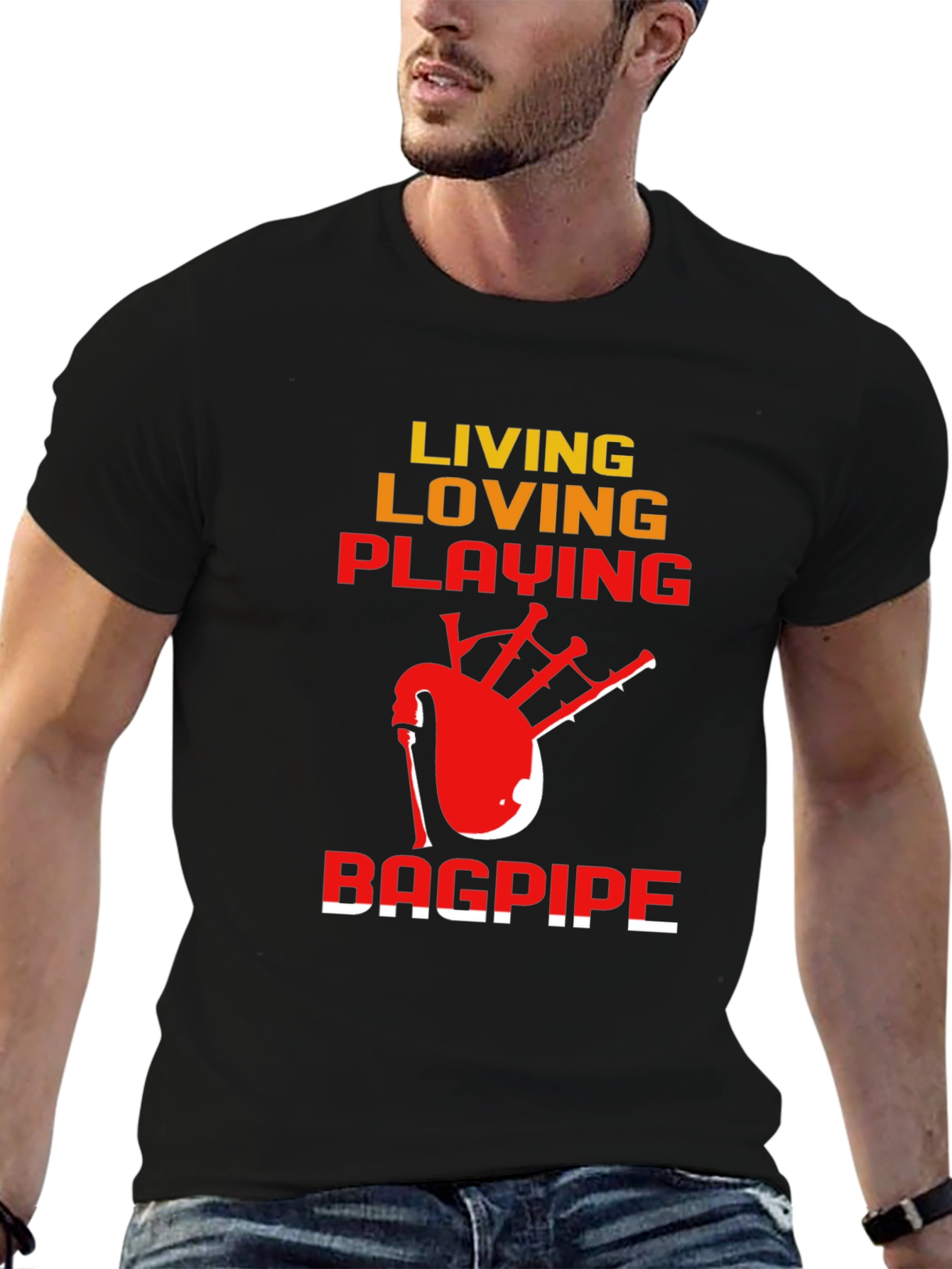 Living Loving Playing Bagpipe T-Shirt