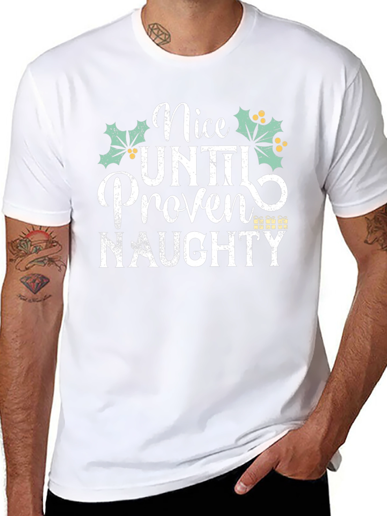 Nice Until Proven Naughty Christmas Holiday T-Shirt