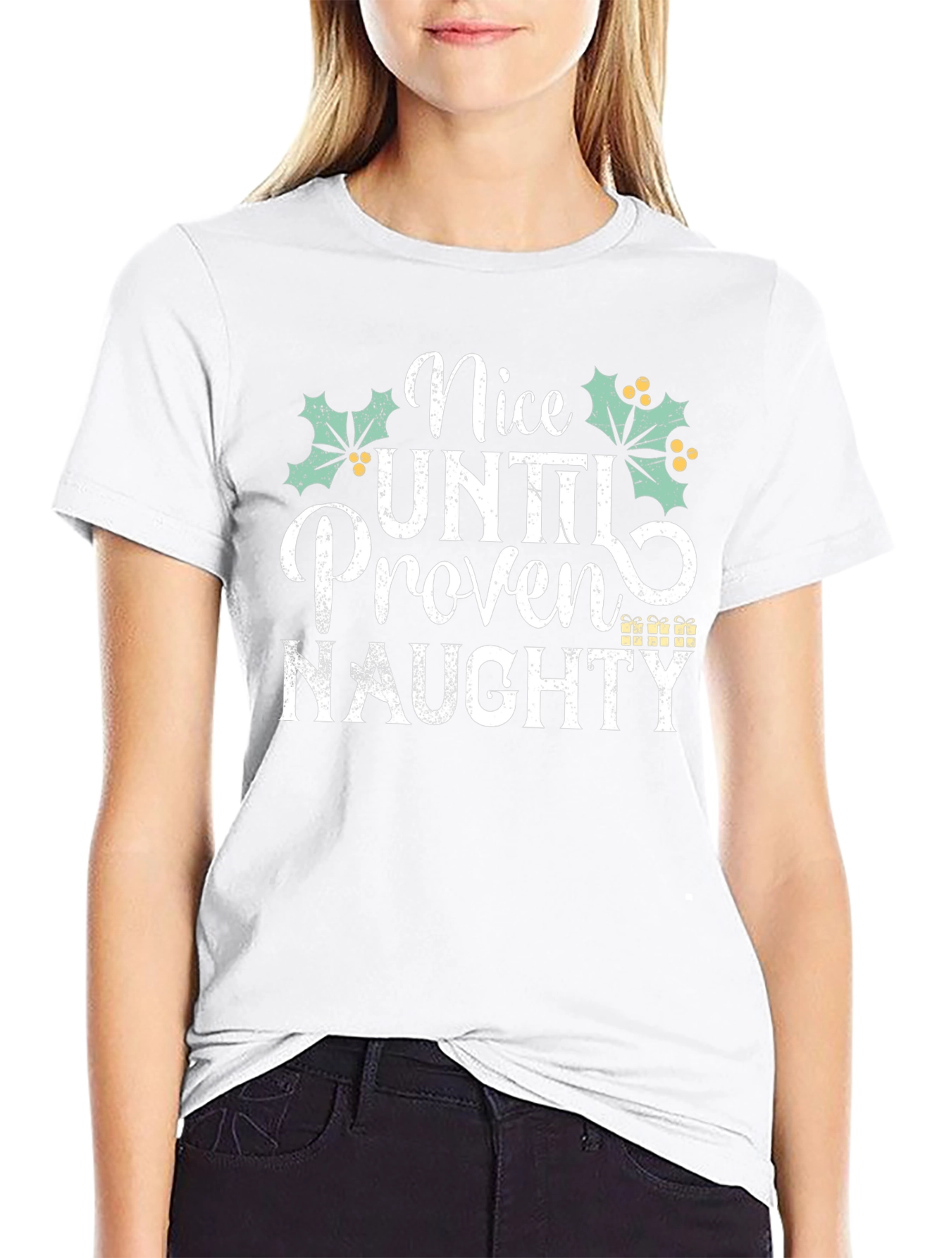 Nice Until Proven Naughty Christmas Holiday T-Shirt