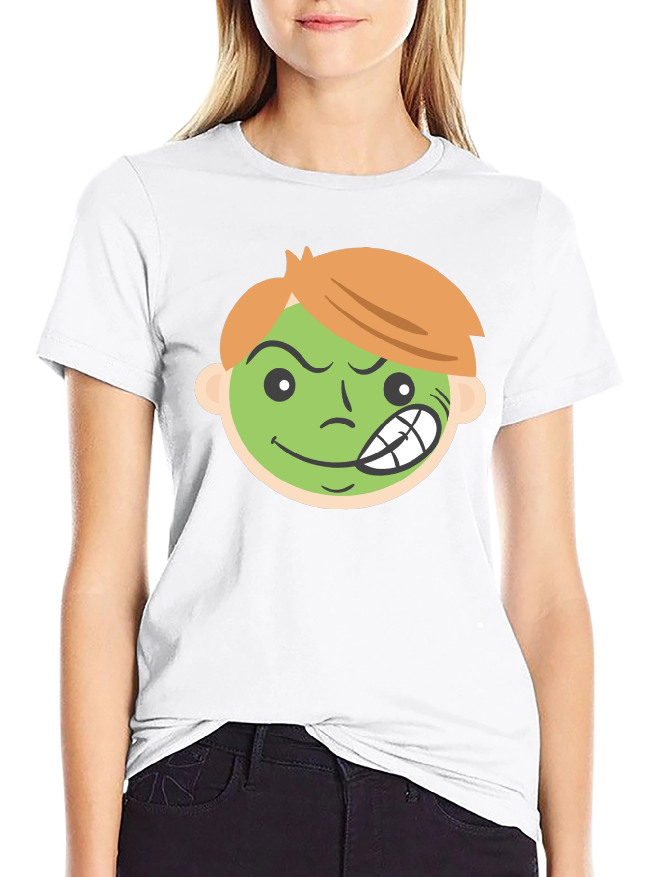 Cartoon Grin Black T-Shirt