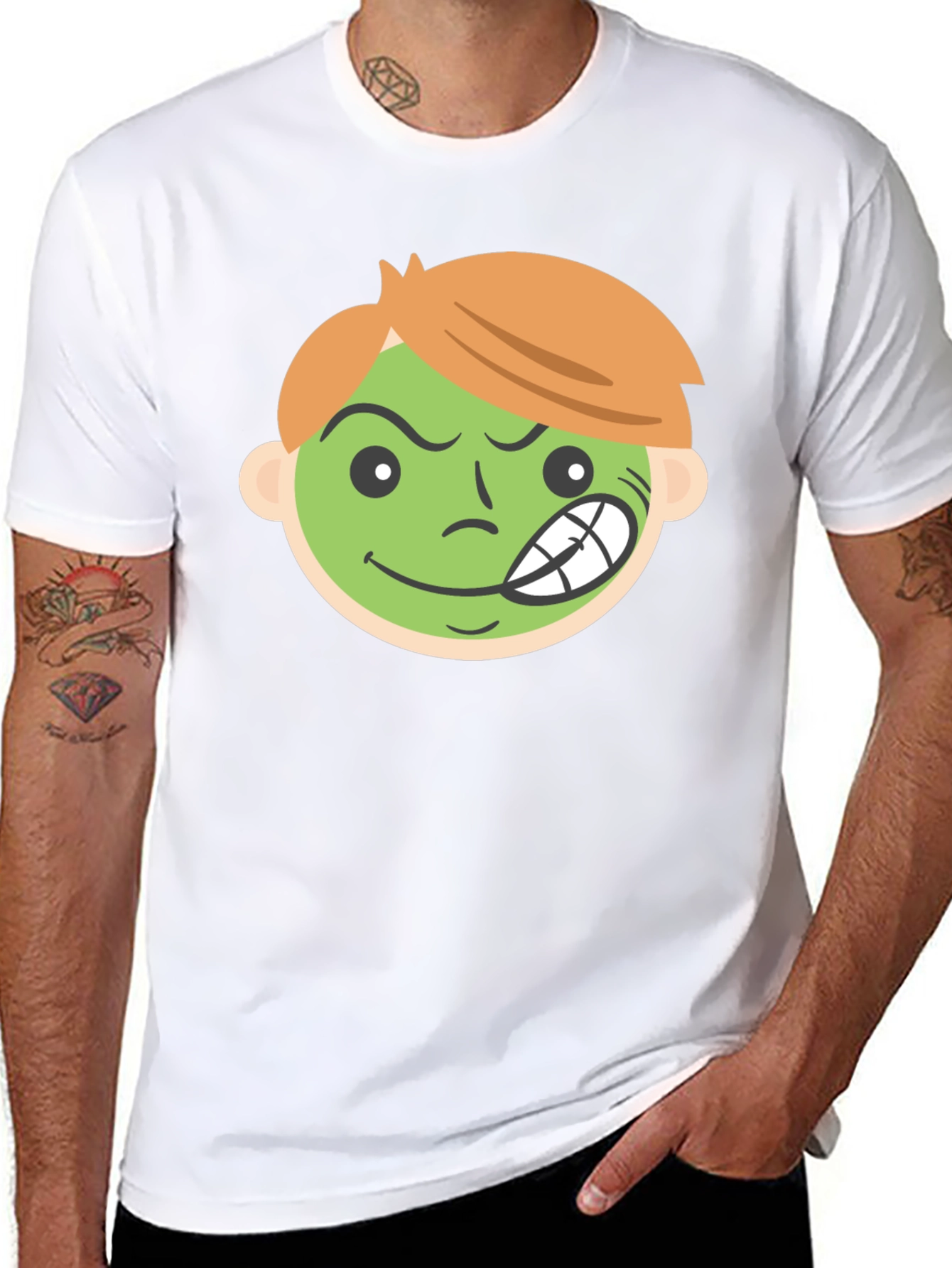 Cartoon Grin Black T-Shirt