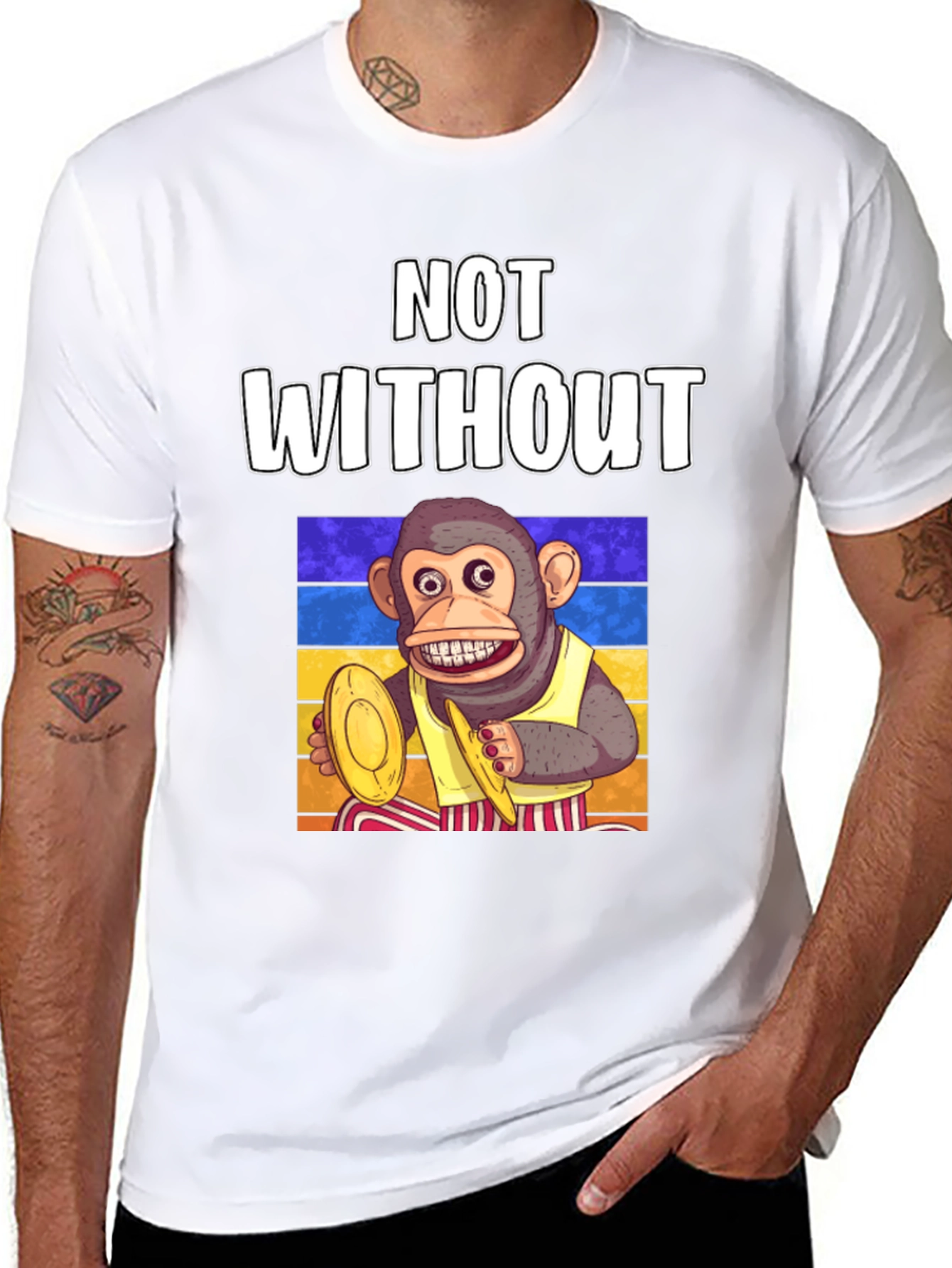 Not Without My Monkey T-Shirt Drumming Ape Tee