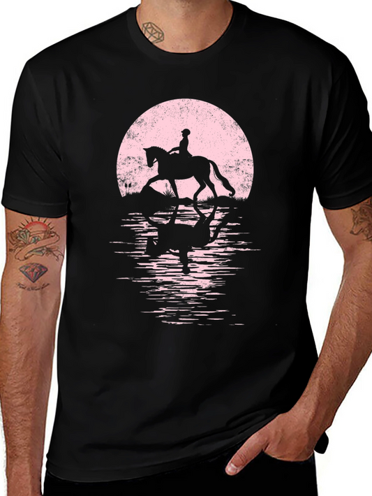 Equestrian Moon T-Shirt - Horse Riding Silhouette