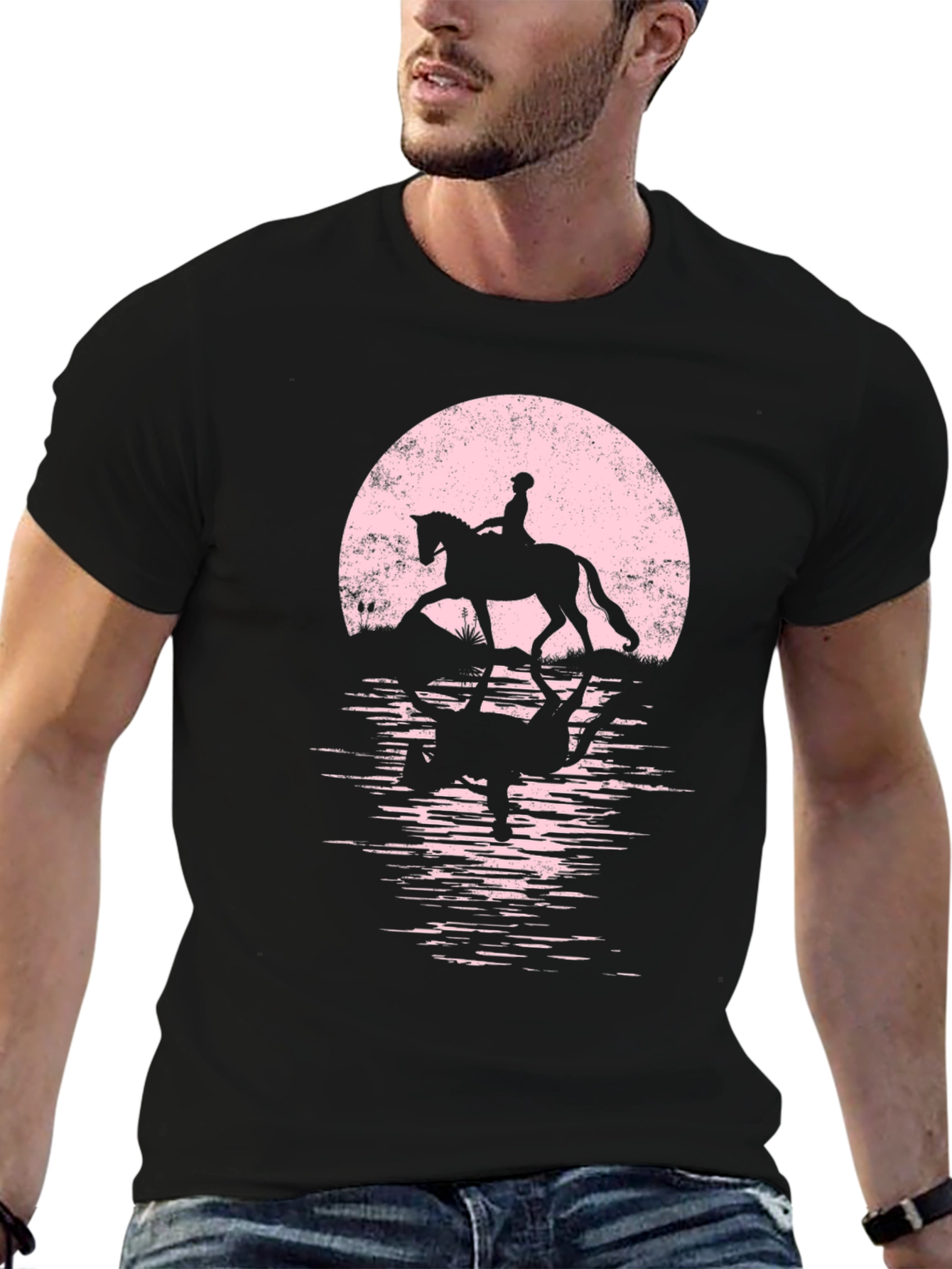 Equestrian Moon T-Shirt - Horse Riding Silhouette