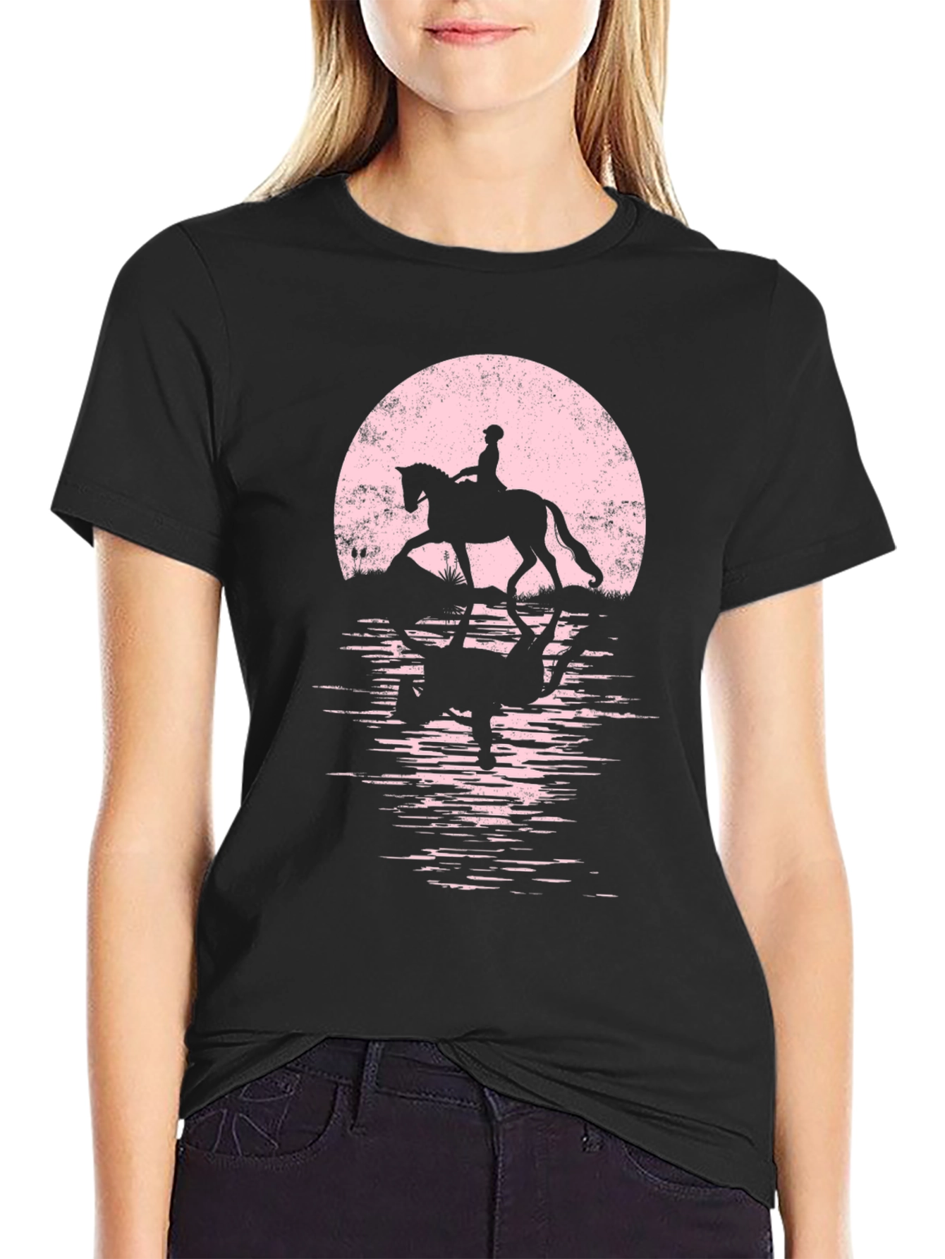 Equestrian Moon T-Shirt - Horse Riding Silhouette