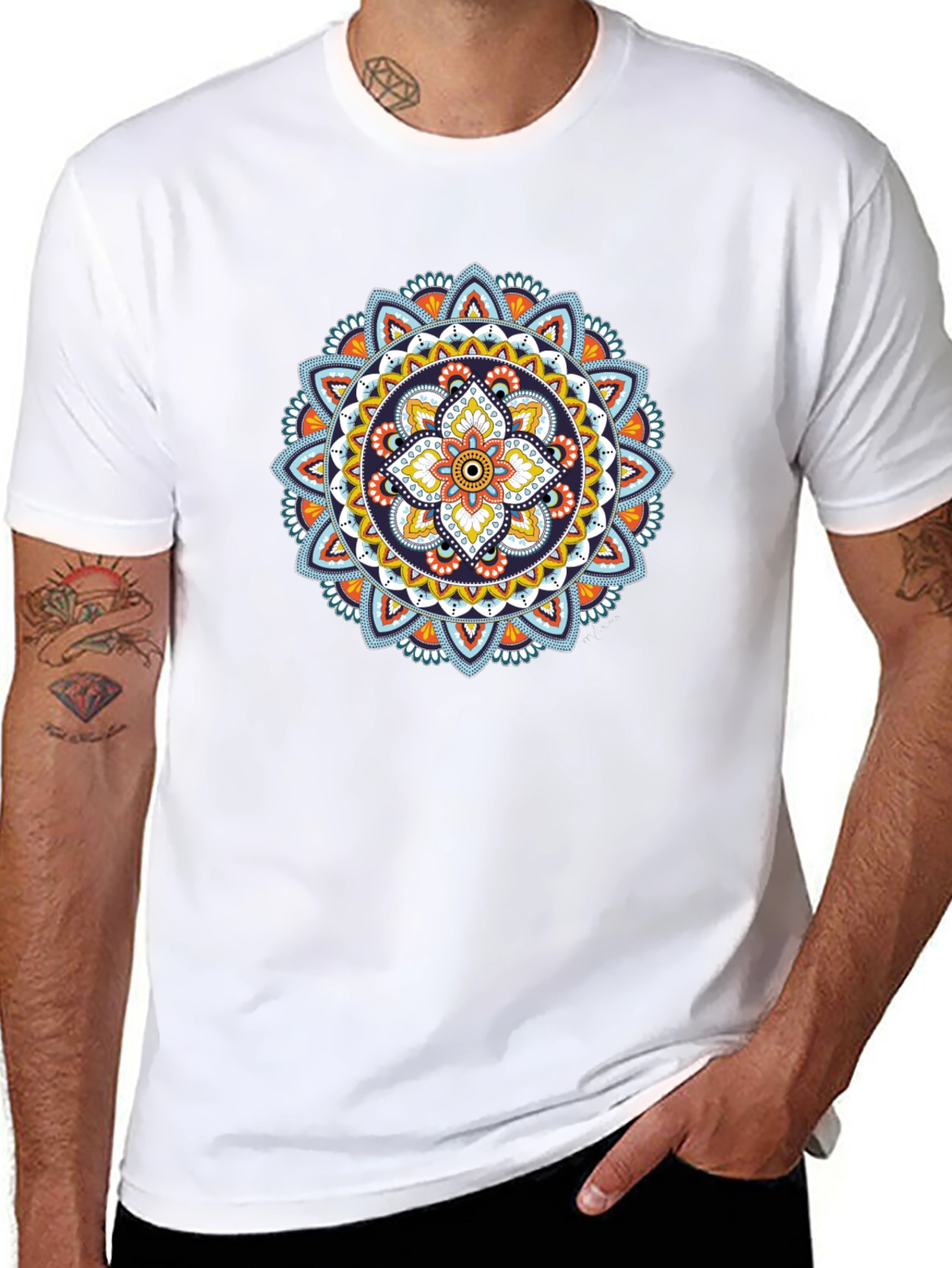 Mandala Print Black T-Shirt - Casual & Stylish