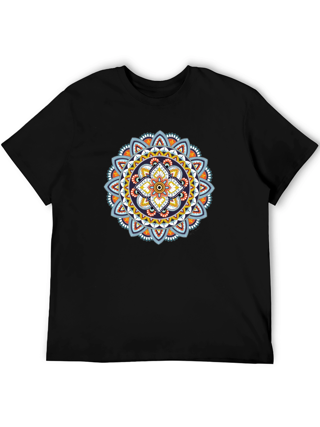 Mandala Print Black T-Shirt - Casual & Stylish