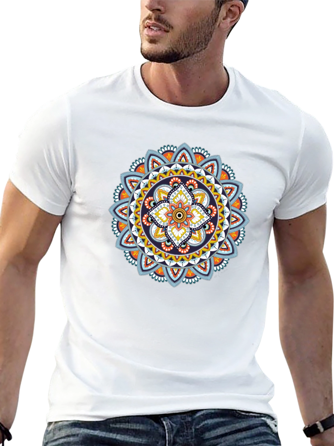 Mandala Print Black T-Shirt - Casual & Stylish