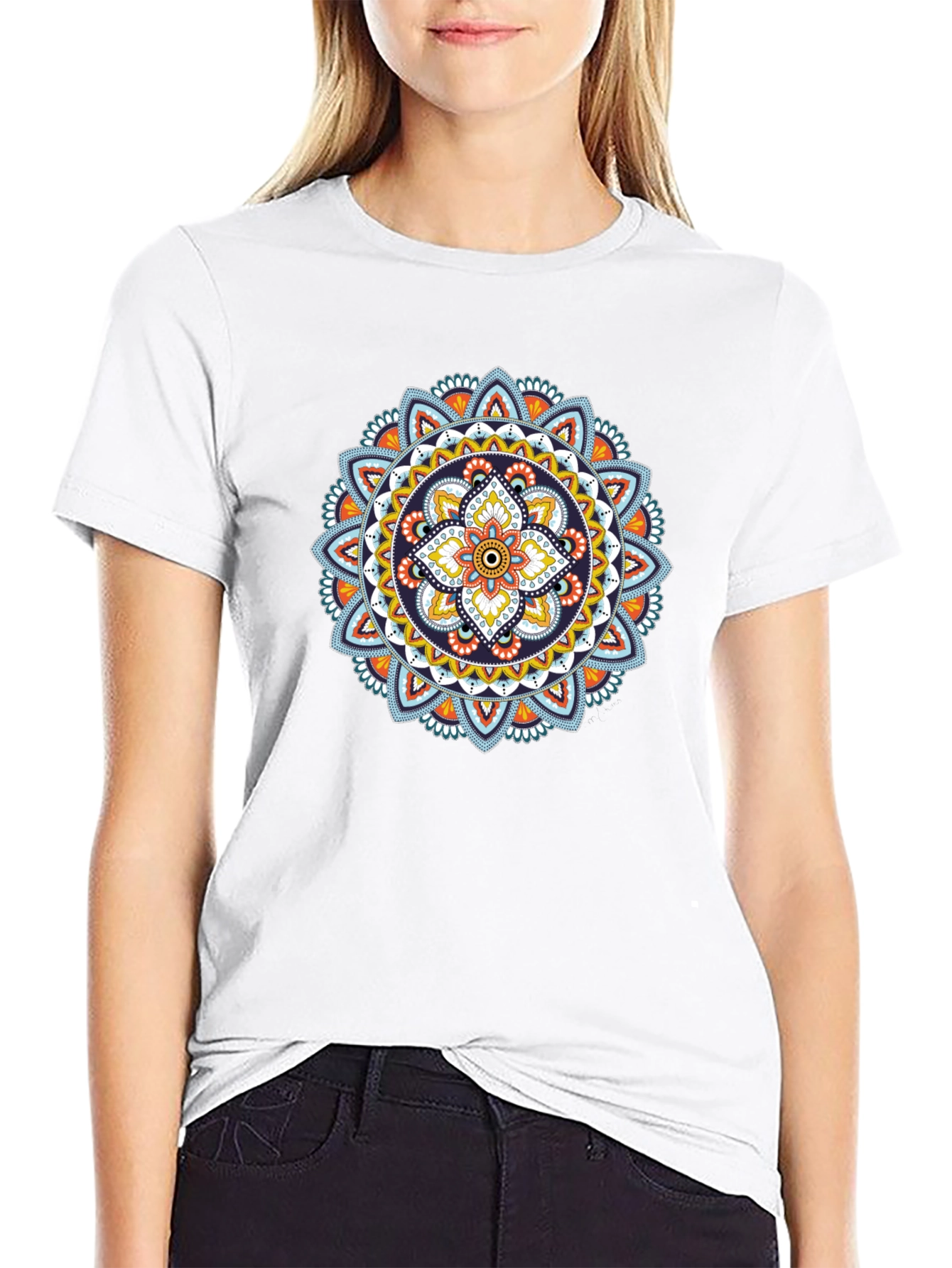 Mandala Print Black T-Shirt - Casual & Stylish
