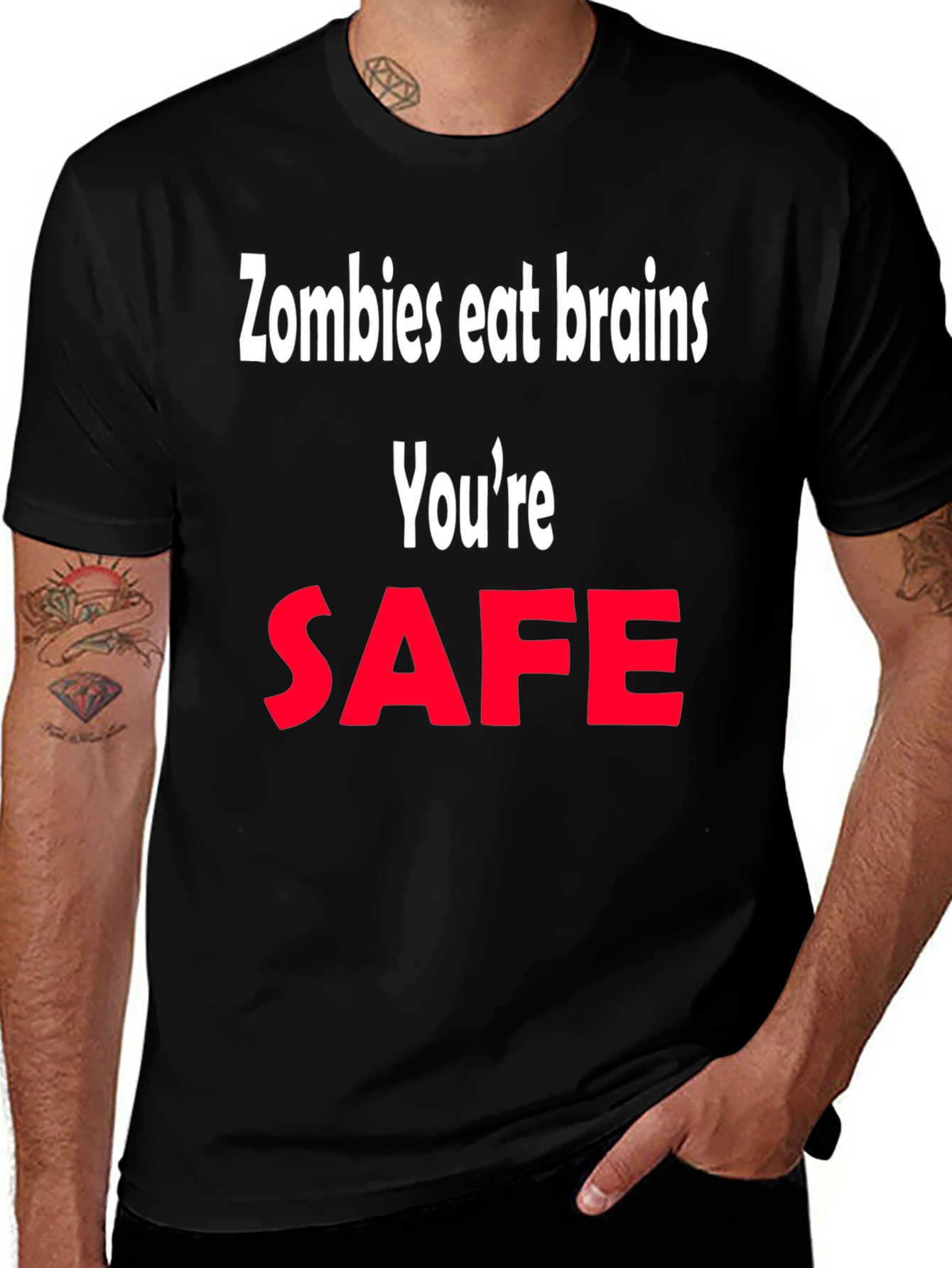 Zombie Humor T-Shirt - Youre Safe Graphic Tee