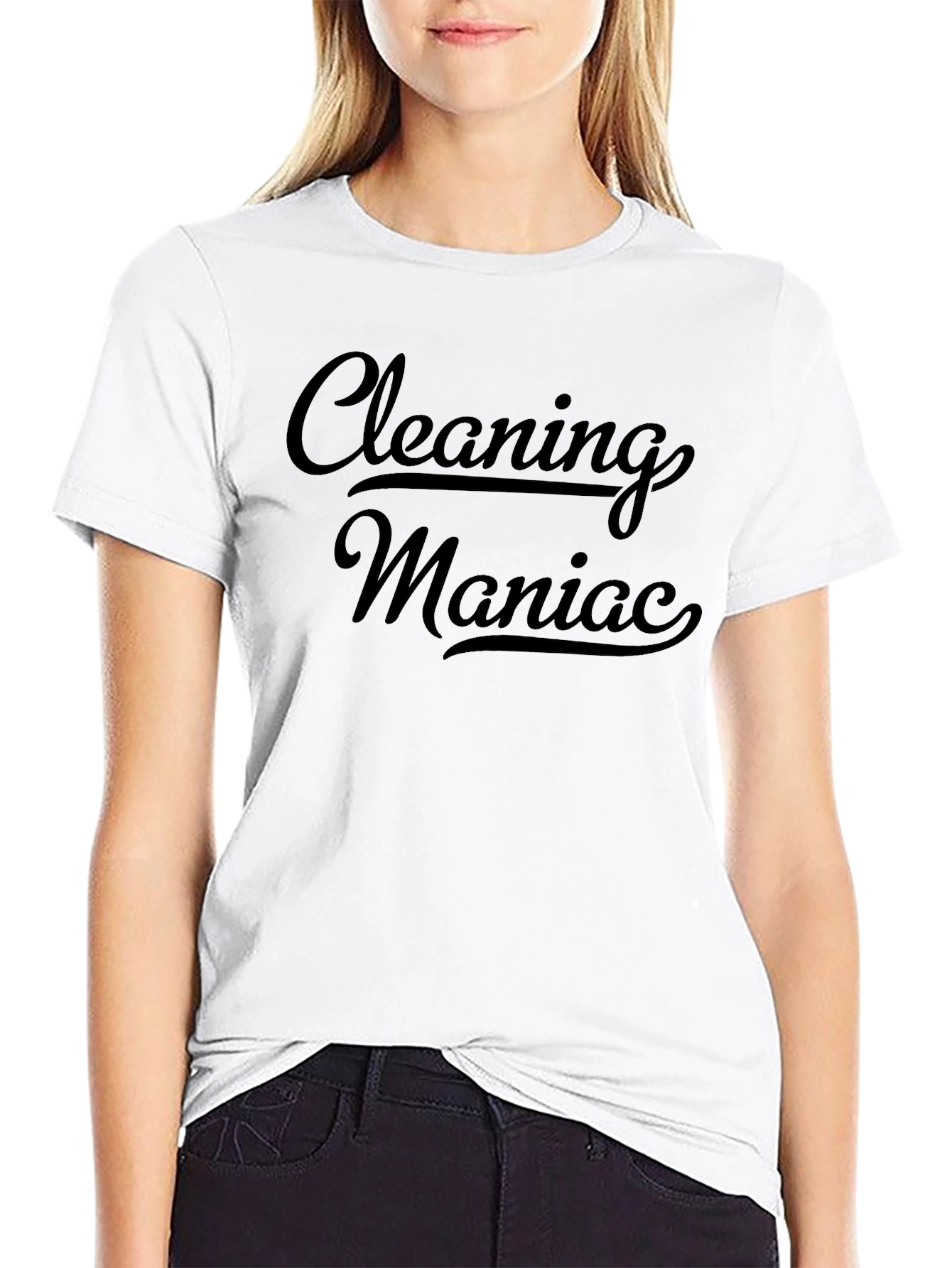 Cleaning Maniac Black Graphic T-Shirt